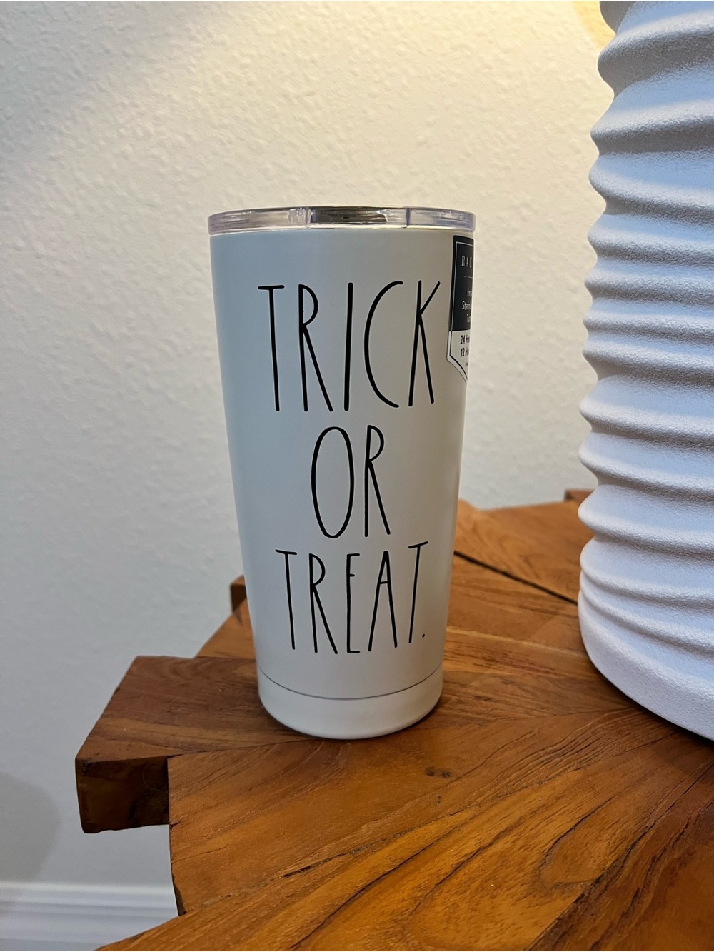 Rae Dunn White 'Trick or Treat' Insulated Tumbler - Picture 1 of 5